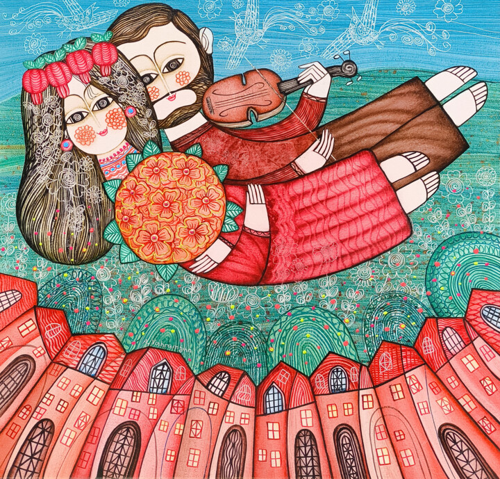 Melody of Love 绘画, 23.6x23.6 in