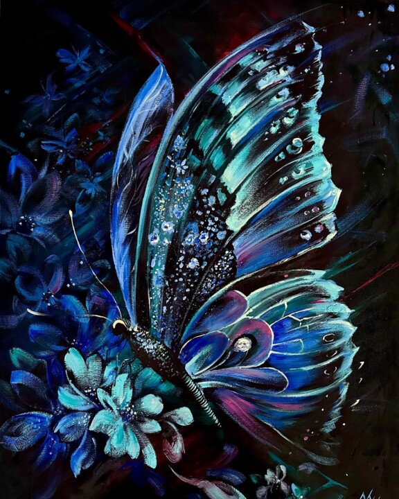 Blue nightfly 绘画, 35.4x27.6 in