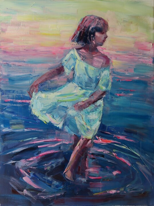 Dansant dans le fleuve 绘画, 31.5x23.6 in