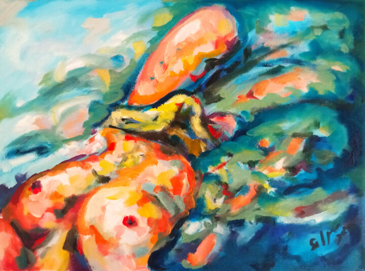 Acariciado acuatico 绘画, 7.1x9.5 in