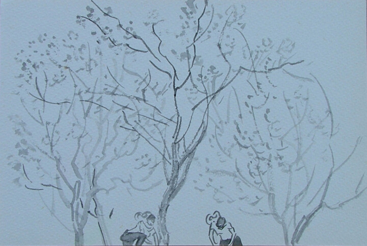 Desenho intitulada "The Plums" por Dejan Djurovic, Obras de arte originais, Tinta