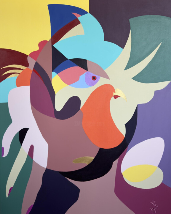 Animal Series – Rooster 绘画, 35.4x27.6 in