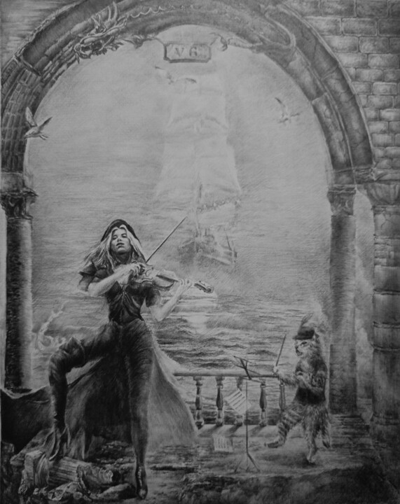 Evening concert 图画, 11.8x9.5 in