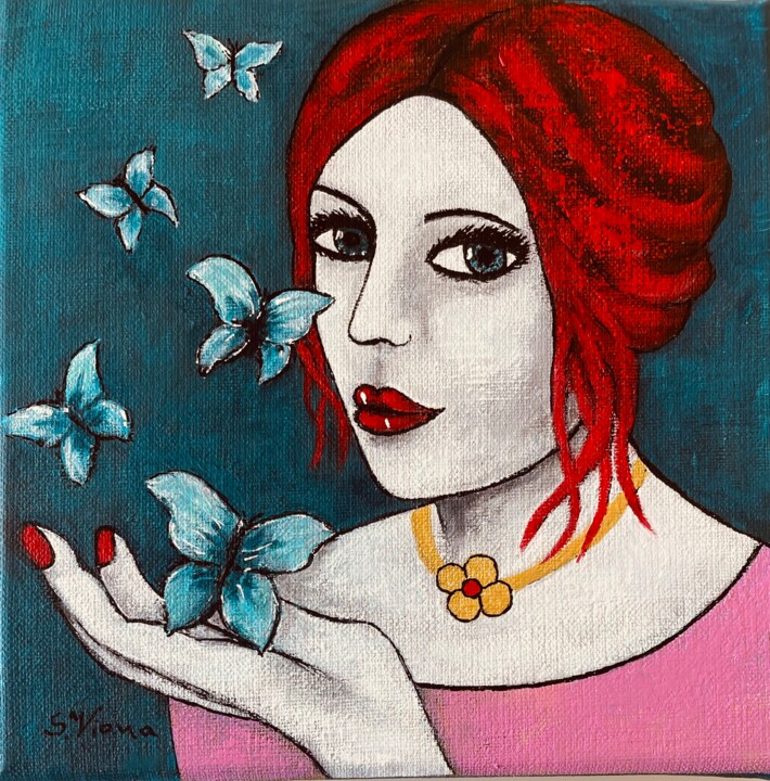 Peinture intitulée "Inès" par Salette Viana, Œuvre d'art originale, Acrylique Monté sur Châssis en bois