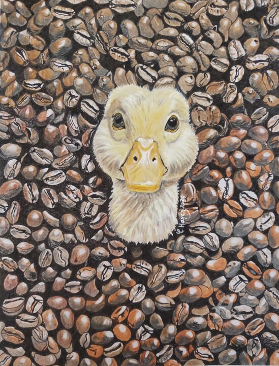 Un canard dans le café 图画, 11x8.3 in