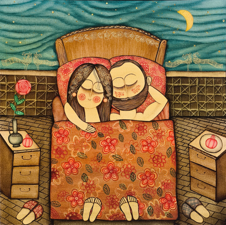 Resting in Love 绘画, 23.6x23.6 in