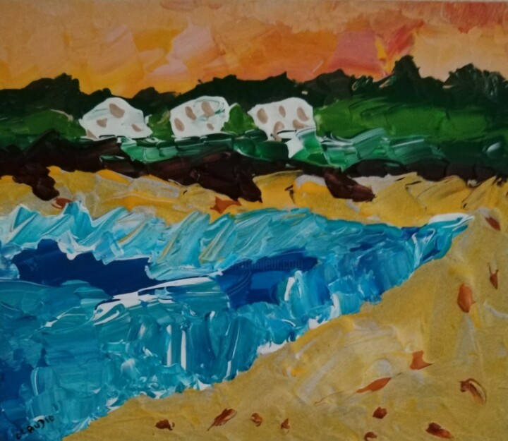 Peinture intitulée "A perte de vue" par Claudie Savelli (CLAUDIE-SAVELLI-CLAUDIA), Œuvre d'art originale, Acrylique Monté su…