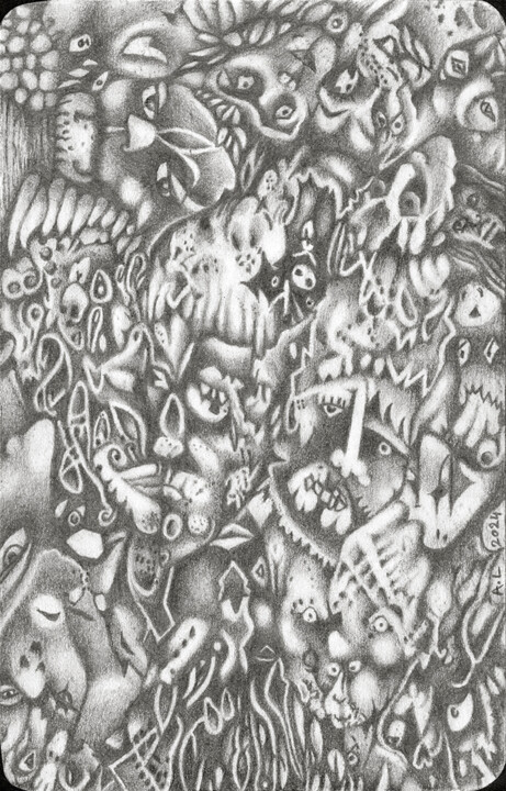 Drawing titled "ÉCORCES 4" by Anne Langérôme, Original Artwork, Graphite