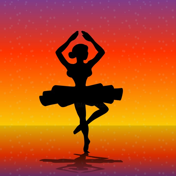 A silhouetted ballerina dances gracefully 数字艺术