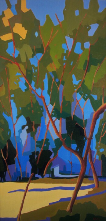 Peinture intitulée "Le chant de la forêt" par Jean-Noël Le Junter, Œuvre d'art originale, Huile Monté sur Châssis en bois