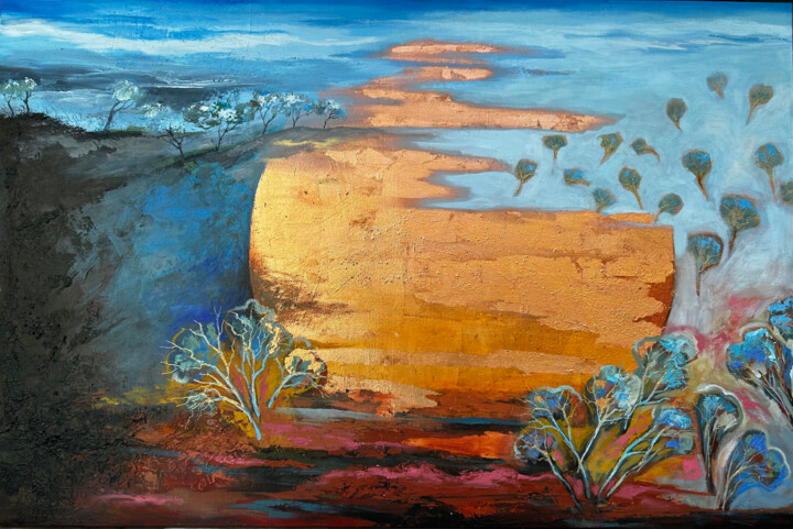 A Copper Moon Rose out of Damp Earth 绘画, 39.4x59.1 in