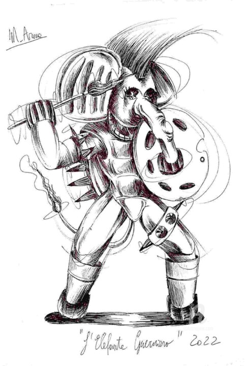 L'elefante guerriero 图画, 14.2x9.5 in