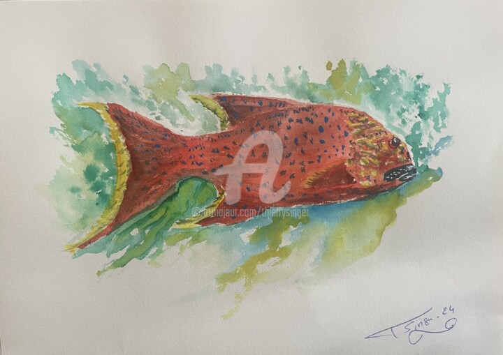 Aquarelles fonds marins 5 绘画, 8.3x11.4 in