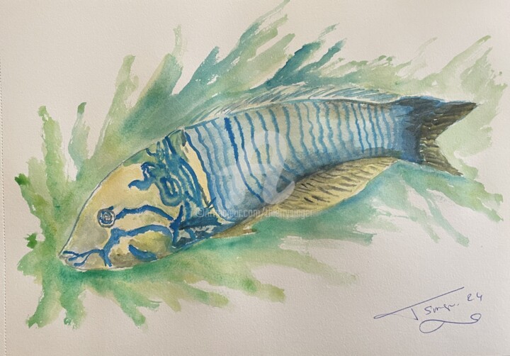Aquarelles fonds marins 10 绘画, 8.3x11.4 in