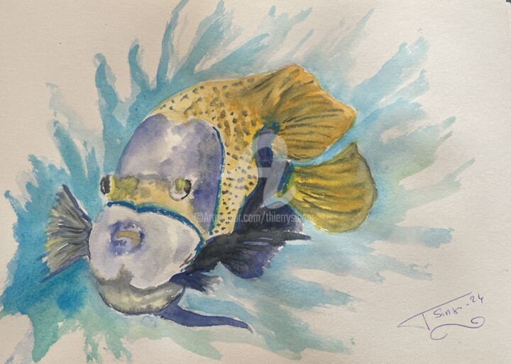 Aquarelles fonds marins 13 Pittura, 8,3x11,4 in