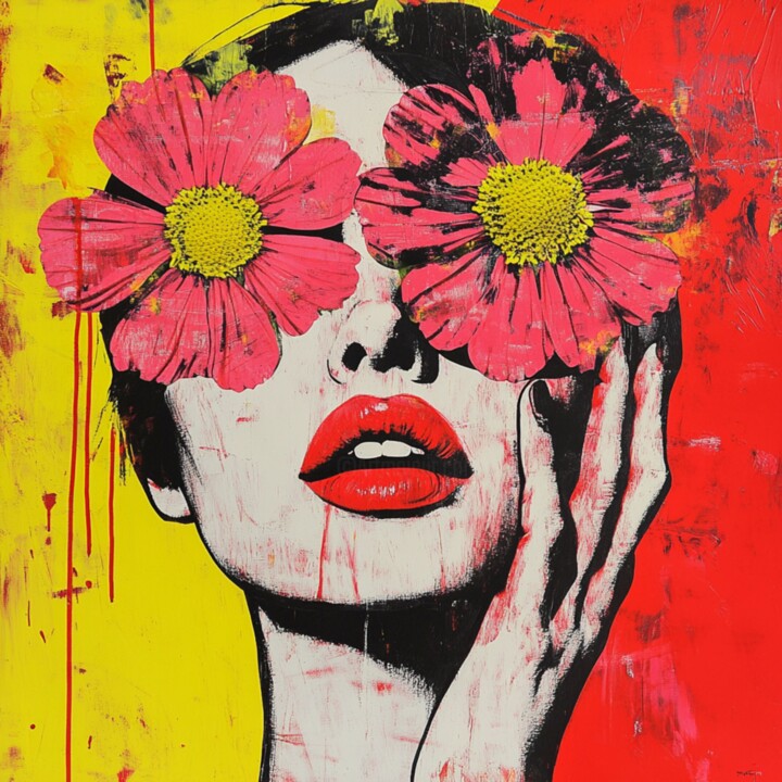 FLOWER EYES 绘画, 19.7x19.7 in