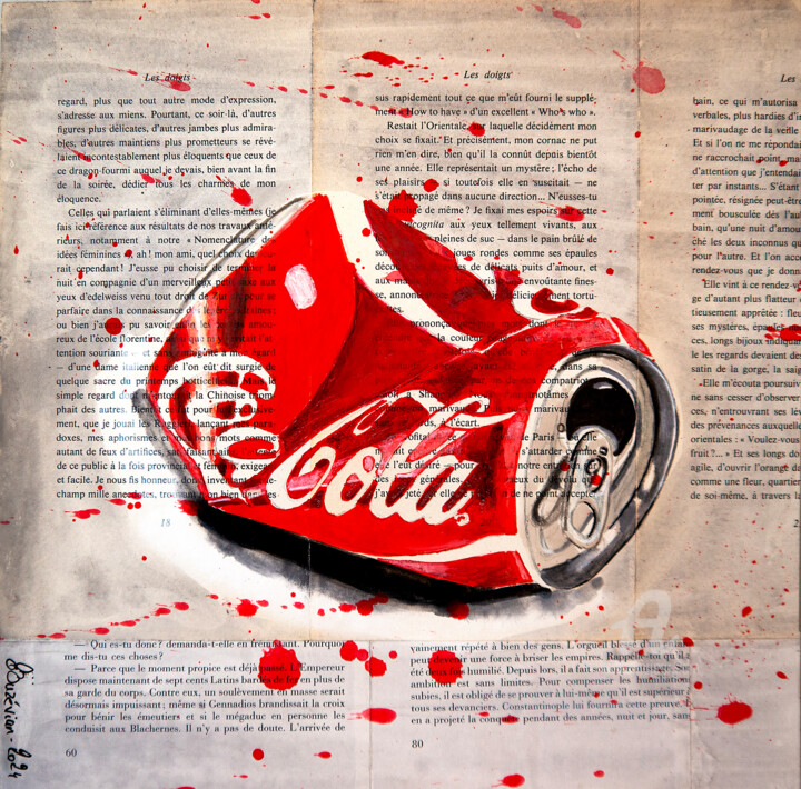Still Life French School - Coke Starwars 绘画, 11.8x11.8 in