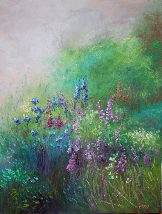 "MISTY MORN" başlıklı Tablo Moaso Aier tarafından, Orijinal sanat, Petrol Ahşap Sedye çerçevesi üzerine monte edilmiş