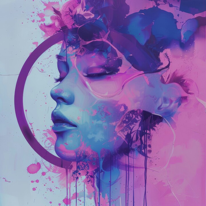 Dreamlike Serenity in Blue and Purple 绘画, 19.7x19.7 in