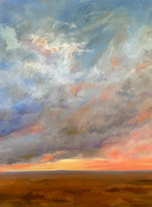 Painting titled "Brooding Sky" by Roger Quesnel, Original Artwork, Acrylic Mounted on Wood Stretcher frame