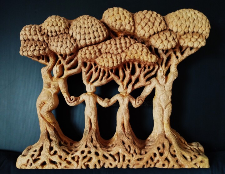 "Famiglia albero" 雕塑, 23.6x27.6 in