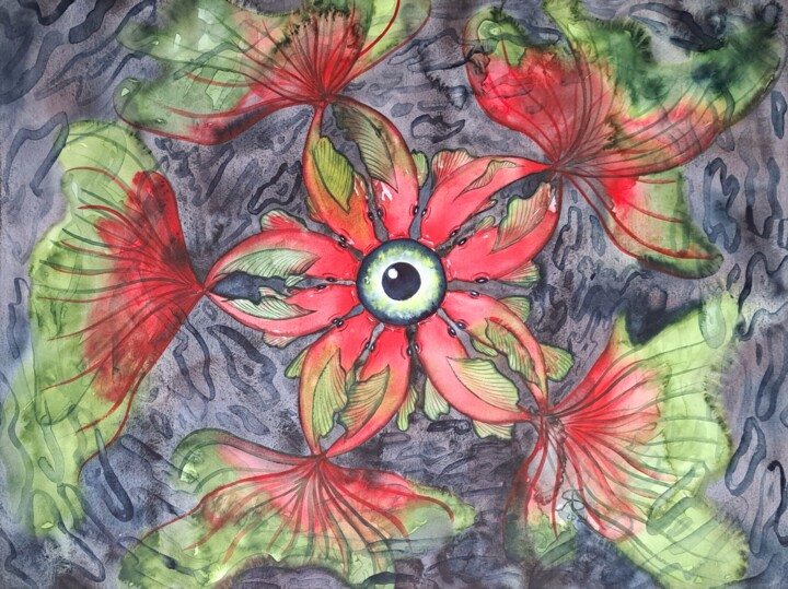 lake flowers 绘画, 17.3x23.6 in