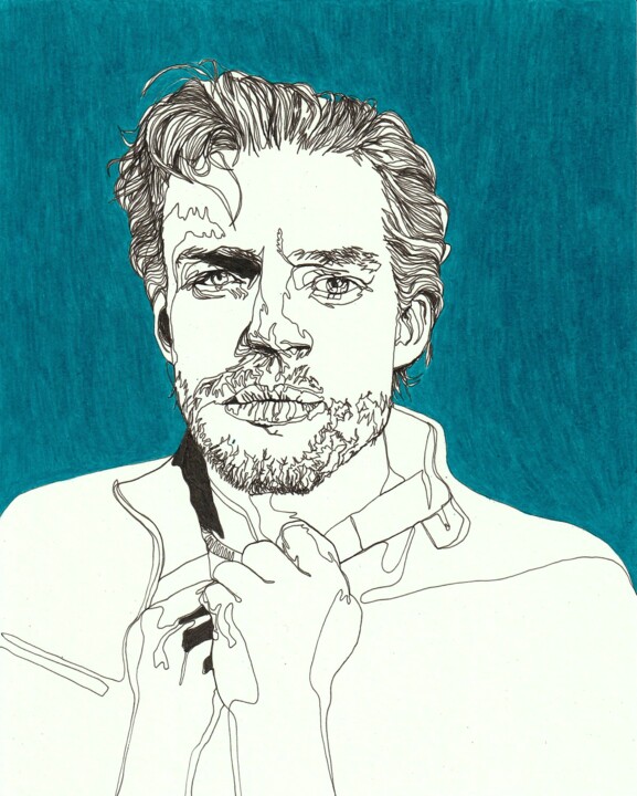 Portrait d'homme vert malachite 图画, 10x8 in