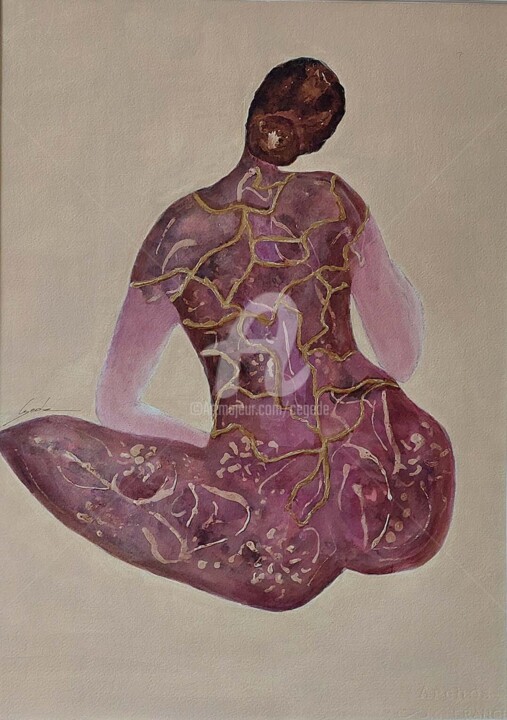 Kingsugi 2 Art de la restauration japonaise 绘画, 20.9x15 in