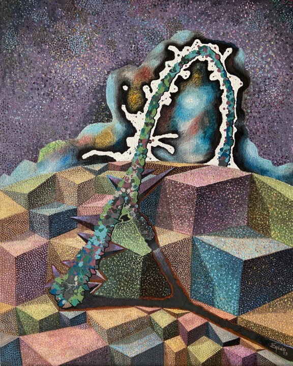 Painting titled "L’amor mentider ama…" by Ignacio Egido (Inyako), Original Artwork, Acrylic Mounted on Wood Stretcher frame