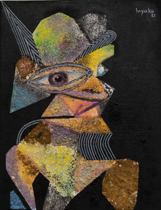 Painting titled "Autoretrato del Olv…" by Ignacio Egido (Inyako), Original Artwork, Acrylic Mounted on Wood Panel