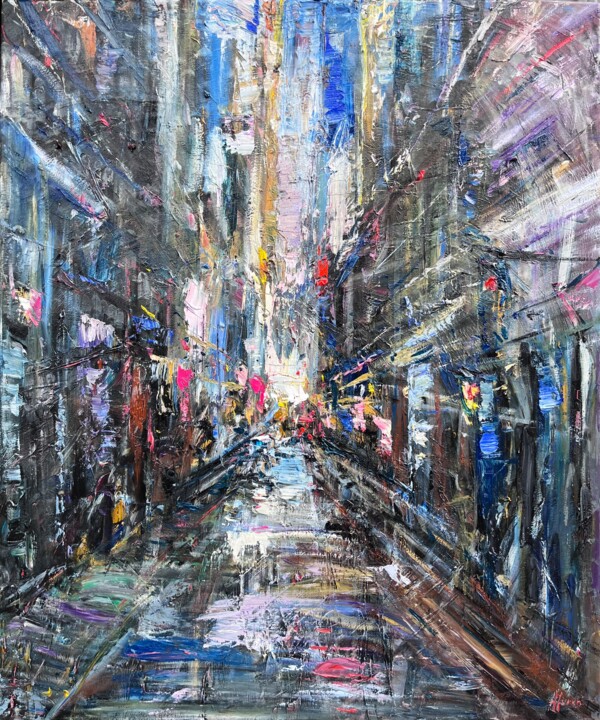 ABSTRACT CITY LIGHTS 90X108 Oil on canvas Tablo, 42,5x35,4 in