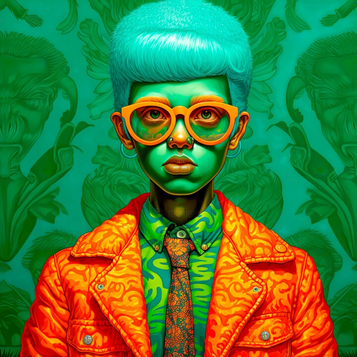 Digital Arts titled "RARE GREEN" by Rai, Original Artwork, AI generated image