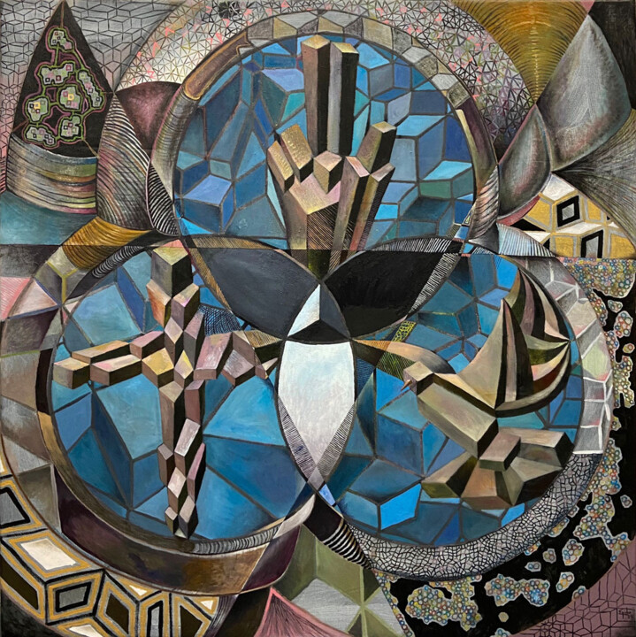 Painting titled "Misterio Insondable" by Ignacio Egido (Inyako), Original Artwork, Acrylic Mounted on Wood Stretcher frame