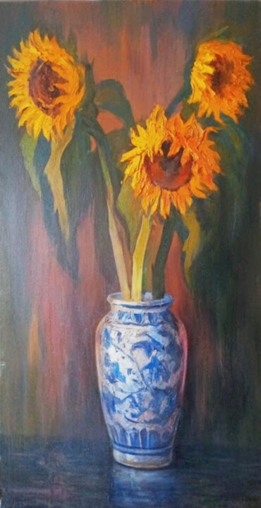 Tournesols dans un vase Painting, 39.4x19.7 in