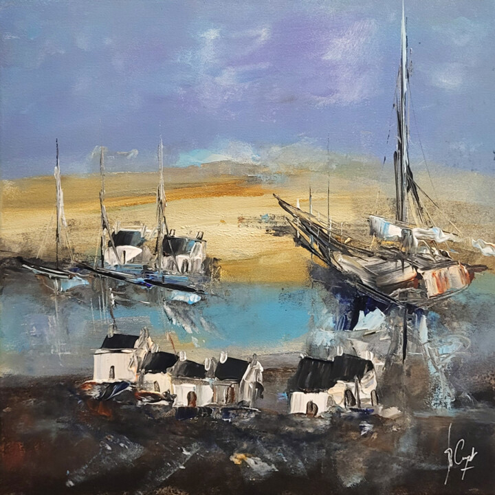 Painting titled "Rêve de havre" by Muriel Cayet, Original Artwork, Acrylic Mounted on Wood Stretcher frame