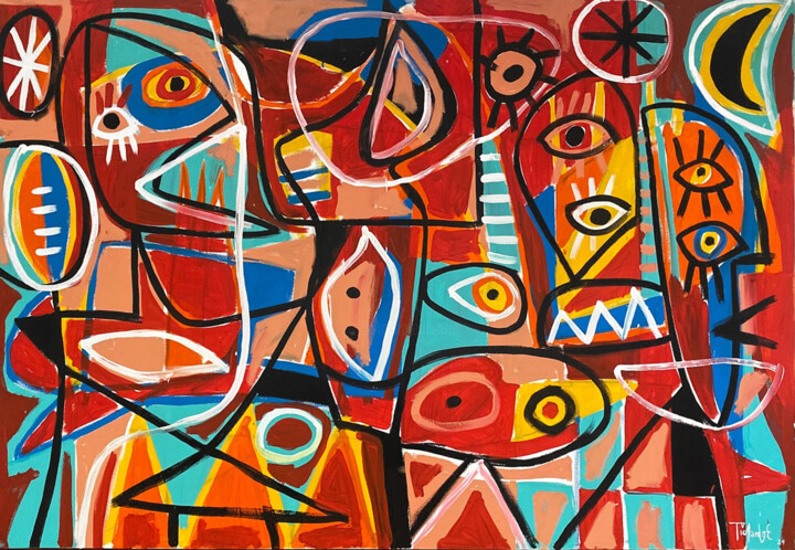 Improvisación en rojo 绘画, 51.2x70.9 in