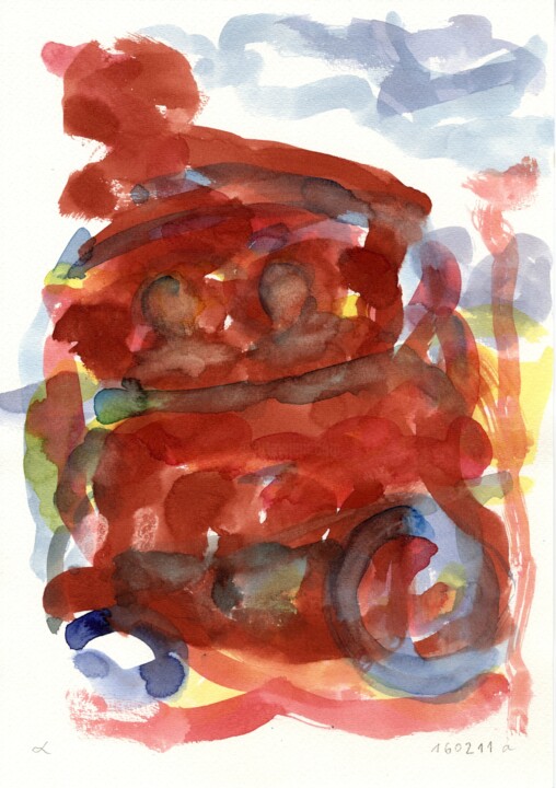 Auto/Selbster (160211a) 绘画, 13.4x9.5 in