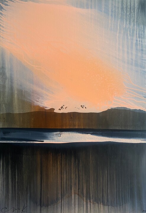 Painting titled "Gravity. 2022" by Katsiaryna Sumarava, Original Artwork, Oil Mounted on Wood Stretcher frame