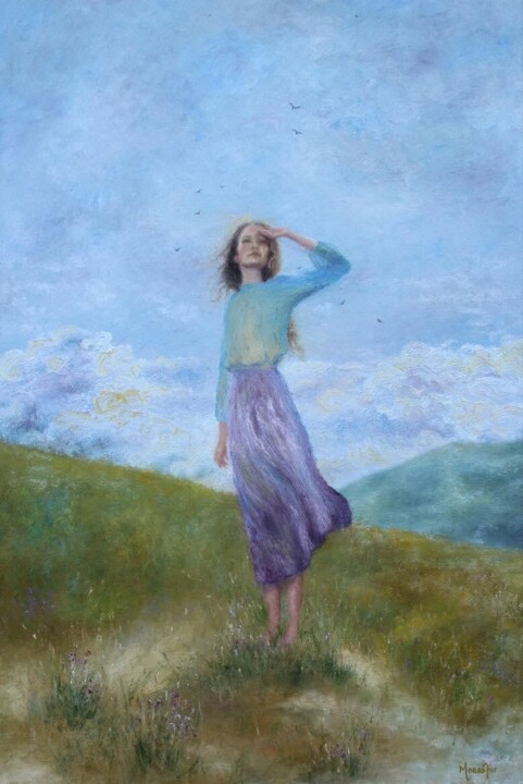 Pintura intitulada "IN A SEEK" por Moaso Aier, Obras de arte originais, Óleo Montado em Armação em madeira