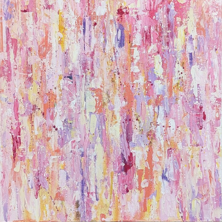 Peinture intitulée "Soft Pink Pastel Ab…" par Julia Lilla, Œuvre d'art originale, Acrylique Monté sur Carton