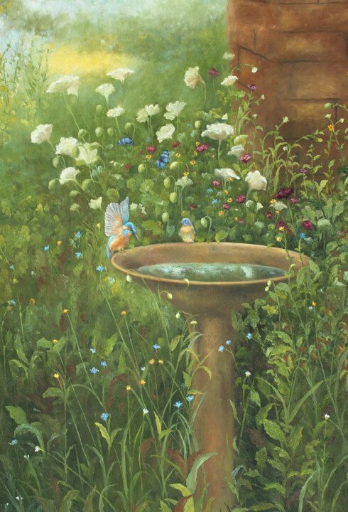 Pintura intitulada "LOVE BIRDS" por Moaso Aier, Obras de arte originais, Óleo Montado em Armação em madeira