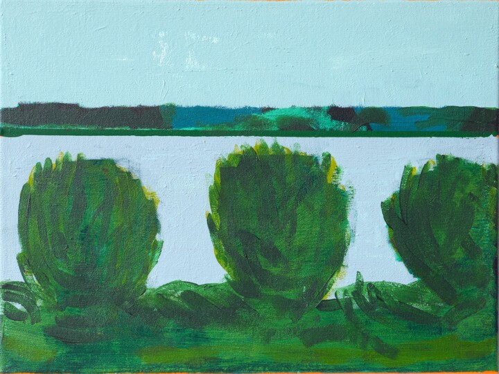 Malerei mit dem Titel "Elbe 2022/06/14B" von Detlef Lemme (Farbenkugel), Original-Kunstwerk, Acryl Auf Keilrahmen aus Holz m…