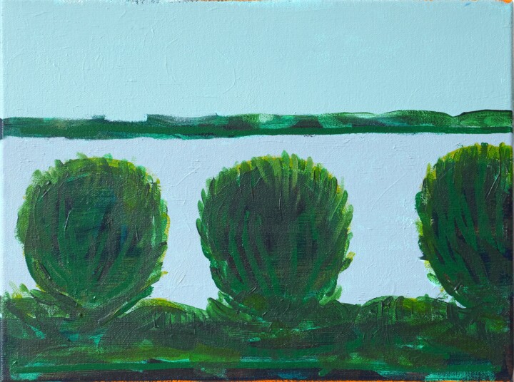 Malerei mit dem Titel "Elbe 2022/06/14C" von Detlef Lemme (Farbenkugel), Original-Kunstwerk, Acryl Auf Keilrahmen aus Holz m…