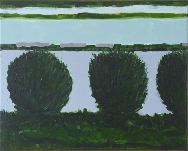 Malerei mit dem Titel "Elbe 2022/06/20" von Detlef Lemme (Farbenkugel), Original-Kunstwerk, Acryl Auf Keilrahmen aus Holz mo…