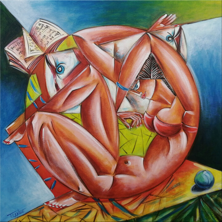 Woman Chillout #M286 绘画, 19.7x19.7 in