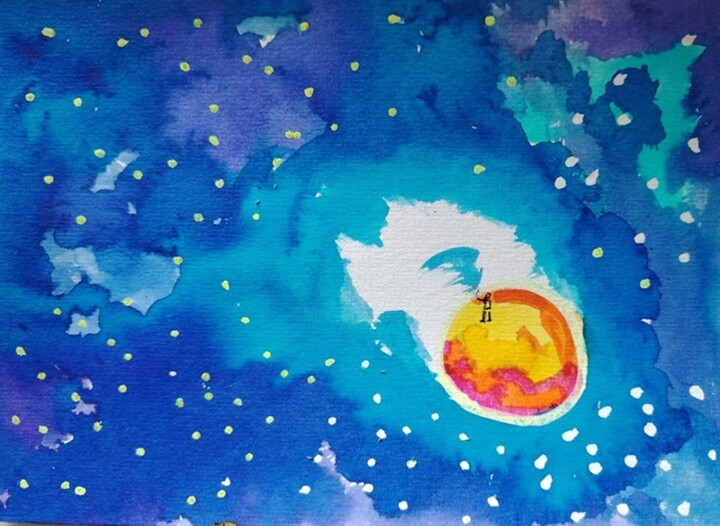 Galaxie 绘画, 5.5x8.3 in