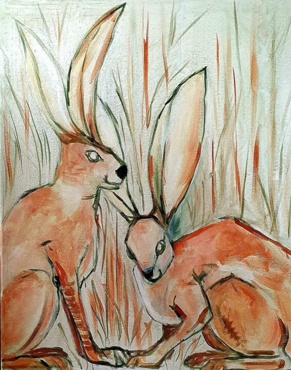 Zające 绘画, 19.7x15.8 in