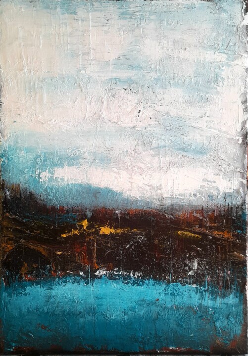 "Emerald landscape" 绘画, 27.6x19.7 in