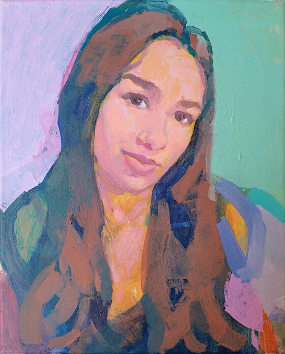 Painting titled "Matilde" by Stefano Natali, Original Artwork, Acrylic Mounted on Wood Stretcher frame