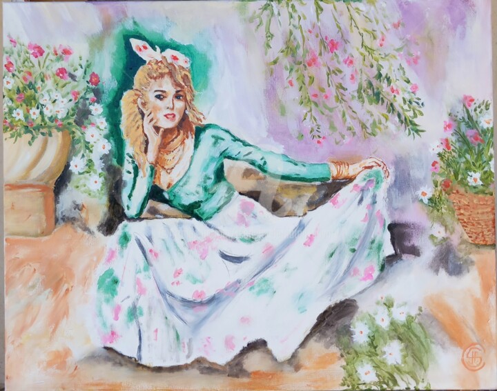 Marché aux fleurs 绘画, 15.8x19.7 in